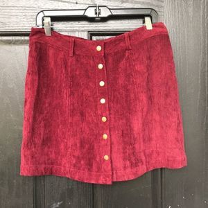 FaVlux Burgundy button corduroy skirt large